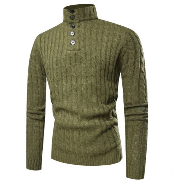 autumn and winter high collar men's sweater korean casual pullover men's knit slim long-sleeved fashion button clothes, White;black
autumn and winter high collar men's sweater korean casual pullover men's knit slim long-sleeved fashion button clothes, White;black