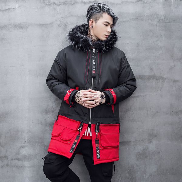 men's down & parkas winter hooded parka coat red black spliced warm long coats males women thick jackets outerwears
men's down & parkas winter hooded parka coat red black spliced warm long coats males women thick jackets outerwears