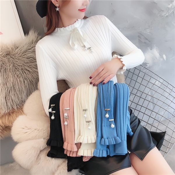 women's sweaters zoki elegant women sweater autumn bow knitted pullover long sleeve ruffles jumpers slim korean elastic ladies basic 2, White;black
women's sweaters zoki elegant women sweater autumn bow knitted pullover long sleeve ruffles jumpers slim korean elastic ladies basic 2, White;black