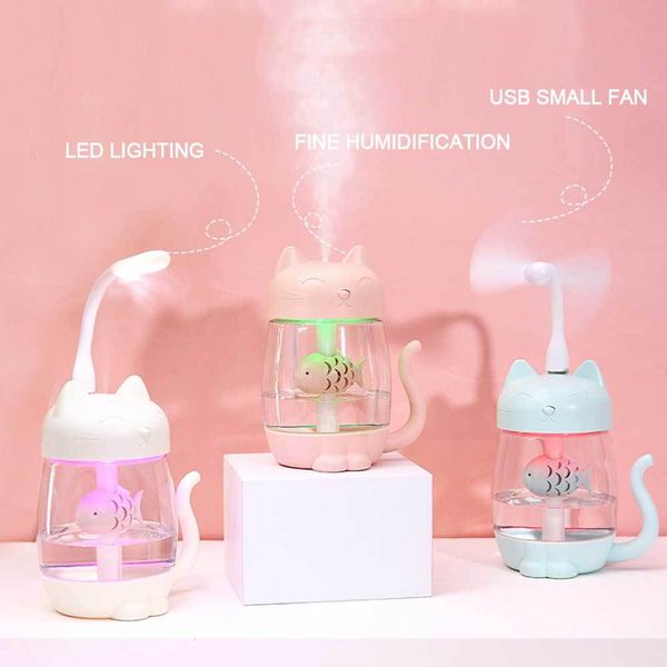3 in 1 usb cat air humidifier ultrasonic cool-mist adorable mini humidifier with led light mini usb fan for home office
3 in 1 usb cat air humidifier ultrasonic cool-mist adorable mini humidifier with led light mini usb fan for home office