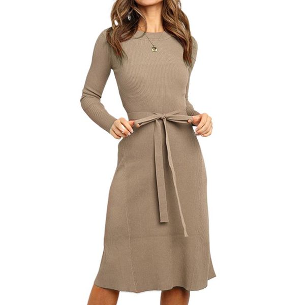 women fall dress winter slim ribbed knitted midi dress o-neck long sleeve elegant jumper casual long bodycon dresses with belt, Black;gray
women fall dress winter slim ribbed knitted midi dress o-neck long sleeve elegant jumper casual long bodycon dresses with belt, Black;gray