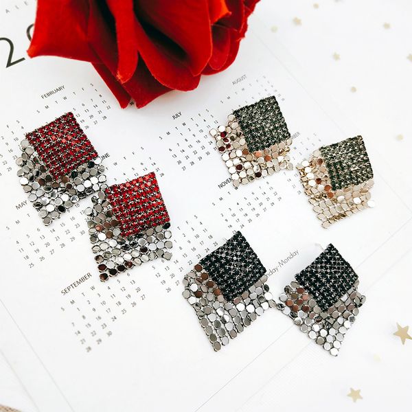 new products korean-style fashion rhombus sequin pendant earrings women's super shiny surface drilling zircon tassel earring wom, Silver
new products korean-style fashion rhombus sequin pendant earrings women's super shiny surface drilling zircon tassel earring wom, Silver