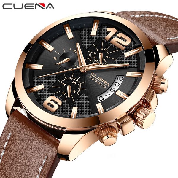 cuena men's watch quartz watches satch luminous hands genuine leather strap wristwatch male clock reloj hombre, Slivery;brown
cuena men's watch quartz watches satch luminous hands genuine leather strap wristwatch male clock reloj hombre, Slivery;brown
