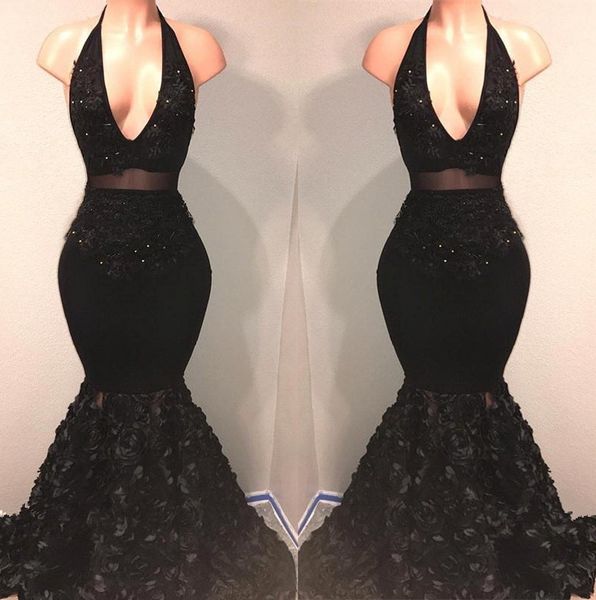 black halter lace mermaid long prom dresses 2019 v neck applique beaded 3d floral skirt sweep train evening party gowns ba9153
black halter lace mermaid long prom dresses 2019 v neck applique beaded 3d floral skirt sweep train evening party gowns ba9153