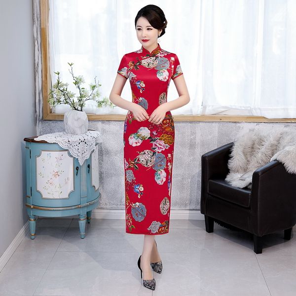 elegant chinese traditional qipao lady silk cheongsam print flower red bride wedding dress vintage high split vestidos
elegant chinese traditional qipao lady silk cheongsam print flower red bride wedding dress vintage high split vestidos