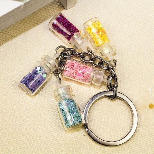 colorized shining star drift bottle keychain 5 glass bottle keyrings for lover gifts key chain for car bags key rings, Silver
colorized shining star drift bottle keychain 5 glass bottle keyrings for lover gifts key chain for car bags key rings, Silver