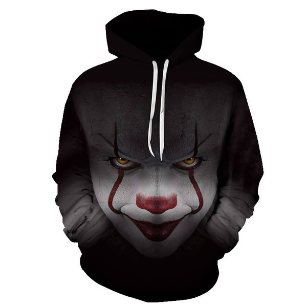 new horror movie clown hoodie 3d skull sweatshirt plus size s-6xl sportswear tracksuit men women pullover, Black
new horror movie clown hoodie 3d skull sweatshirt plus size s-6xl sportswear tracksuit men women pullover, Black
