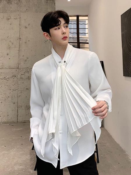 men's casual shirts men pleated collar long sleeve male vintage fashion dress shirt gothic punk style, White;black
men's casual shirts men pleated collar long sleeve male vintage fashion dress shirt gothic punk style, White;black
