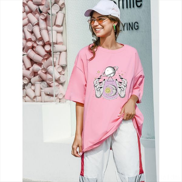 women's casual cotton personalized round collar planet printed t-shirt women's casual cotton personalized round collar planet prin, White
women's casual cotton personalized round collar planet printed t-shirt women's casual cotton personalized round collar planet prin, White