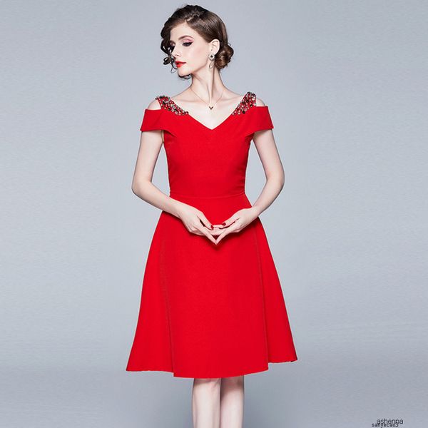 womens designer diamond leaking shoulder temperament female season slim elegant dress skirt039ih, Black;gray
womens designer diamond leaking shoulder temperament female season slim elegant dress skirt039ih, Black;gray