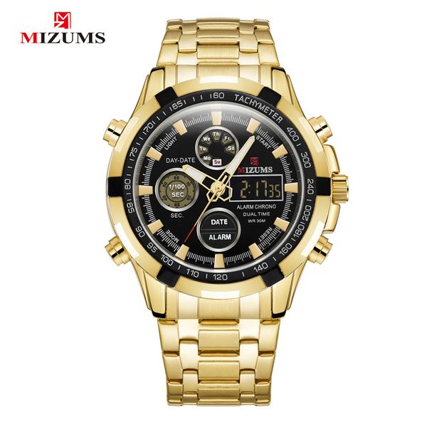 mizums men watch gold black stainless steel mens wrist watches man quartz male clock waterproof chronograph led digital relogio masculino, Slivery;brown
mizums men watch gold black stainless steel mens wrist watches man quartz male clock waterproof chronograph led digital relogio masculino, Slivery;brown
