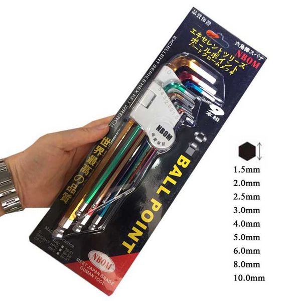long arm ball end hex key wrench set 9 pcs ball point hex key 1.5/2.0/2.5/3.0/4.0/5.0/6.0/8.0/10.0mm
long arm ball end hex key wrench set 9 pcs ball point hex key 1.5/2.0/2.5/3.0/4.0/5.0/6.0/8.0/10.0mm