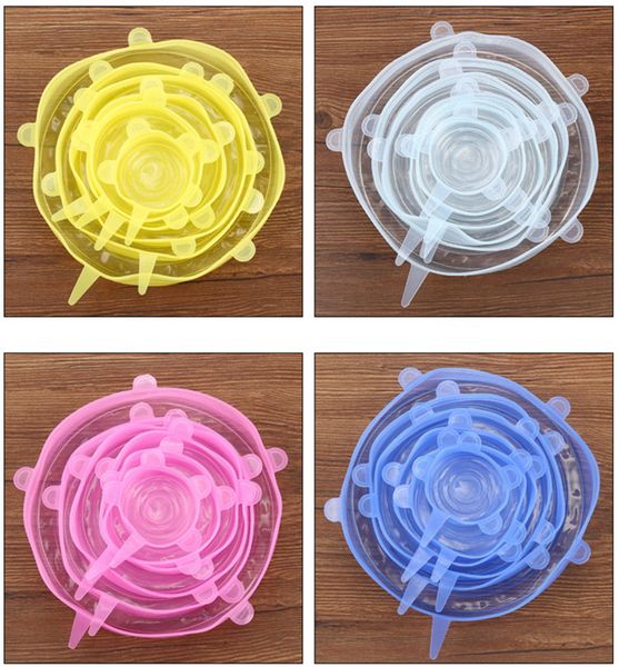 6 pcs one set grade fresh keeping silicone stretch suction pot lids food wrap seal lid pan cover kitchen tools accessories 4 colors
6 pcs one set grade fresh keeping silicone stretch suction pot lids food wrap seal lid pan cover kitchen tools accessories 4 colors