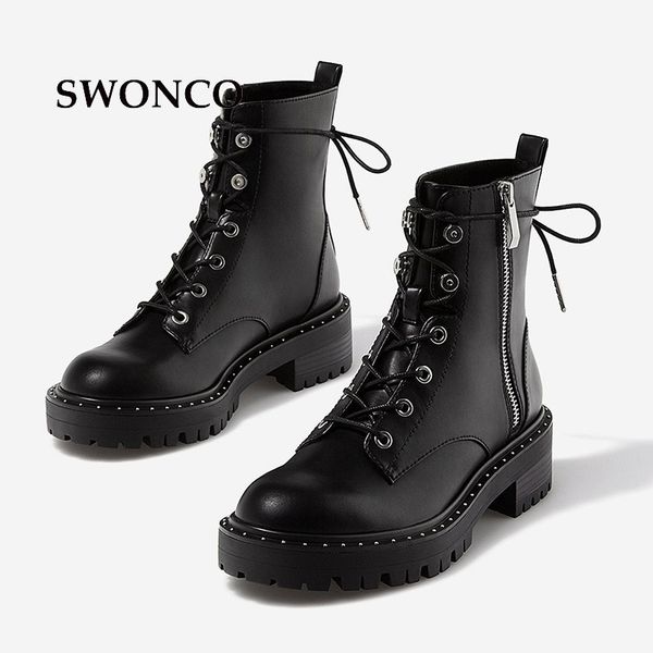 swonco women's ankle boots 2018 genuine leather rivet winter boot black ankle boots for women square heel woman shoes
swonco women's ankle boots 2018 genuine leather rivet winter boot black ankle boots for women square heel woman shoes