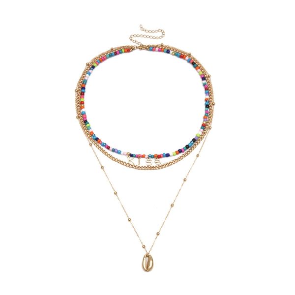 individual ethnic multi-layer necklace accessories colorful beads shell kiss letter pendant long necklace, Silver
individual ethnic multi-layer necklace accessories colorful beads shell kiss letter pendant long necklace, Silver