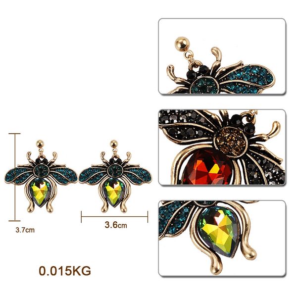 wholesale- very cute lovely fashion luxury designer exaggerated crystal vintage insects bee beautiful stud earring for woman girls 3 colors, Golden;silver
wholesale- very cute lovely fashion luxury designer exaggerated crystal vintage insects bee beautiful stud earring for woman girls 3 colors, Golden;silver