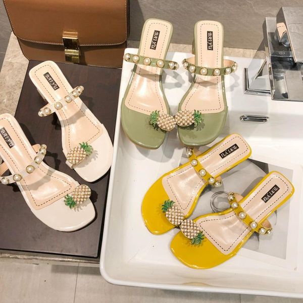 low heels slippers 2020 new women's pineapple sandals fashion beach shoes outdoor pearl women's shoes outside flip flop slippers, Black
low heels slippers 2020 new women's pineapple sandals fashion beach shoes outdoor pearl women's shoes outside flip flop slippers, Black