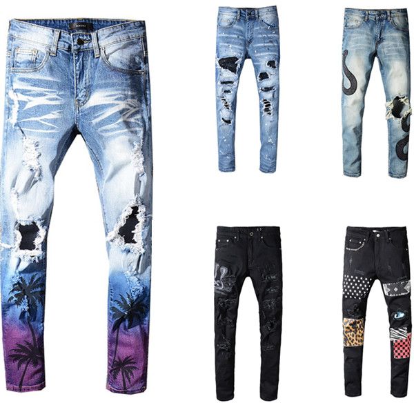 ami skinny jeans for men ripped holes jeans motorcycle biker denim pants men brand fashion designer hip hop mens jeans, Blue 
ami skinny jeans for men ripped holes jeans motorcycle biker denim pants men brand fashion designer hip hop mens jeans, Blue