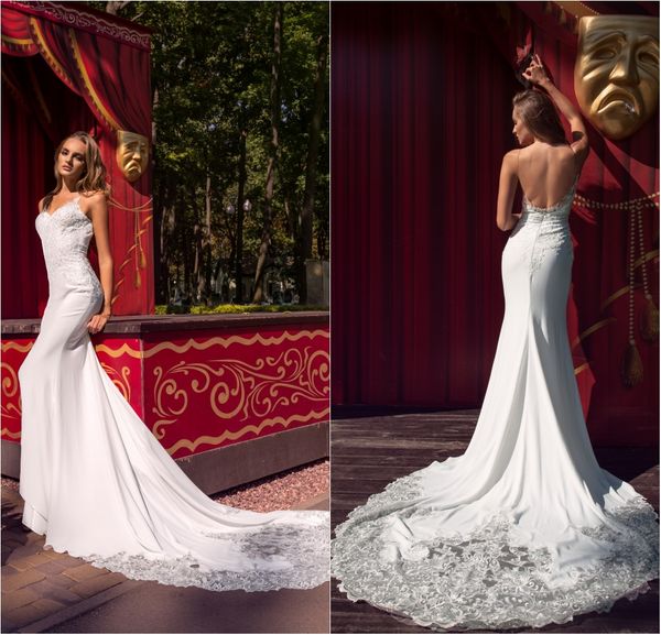 2020 new wedding dresses spaghetti straps lace appliques mermaid bridal gowns backless sweep train beach wedding dress robe de mariee, White
2020 new wedding dresses spaghetti straps lace appliques mermaid bridal gowns backless sweep train beach wedding dress robe de mariee, White