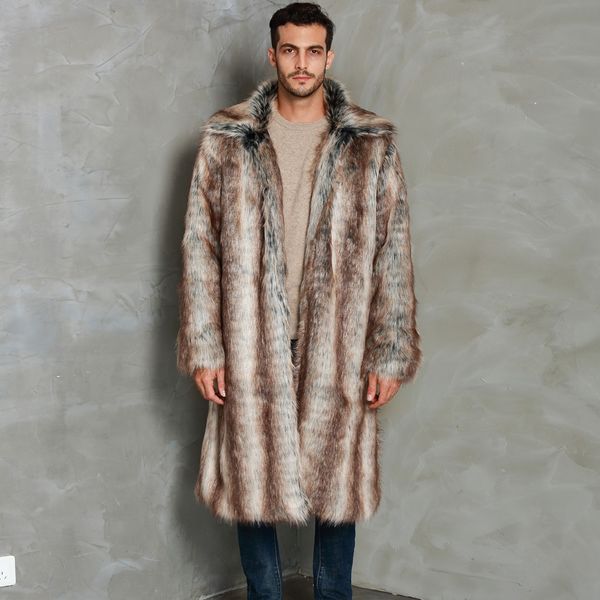 men's coats winter warm thick faux fur cardigan jacket stripe turn-down collar outwear overcoat fashion loose fur coat men f923, Black
men's coats winter warm thick faux fur cardigan jacket stripe turn-down collar outwear overcoat fashion loose fur coat men f923, Black