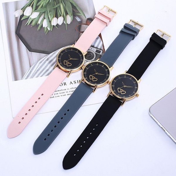 dual-heart analog display silicone band women quartz wristwatches birthday gift, Slivery;brown
dual-heart analog display silicone band women quartz wristwatches birthday gift, Slivery;brown