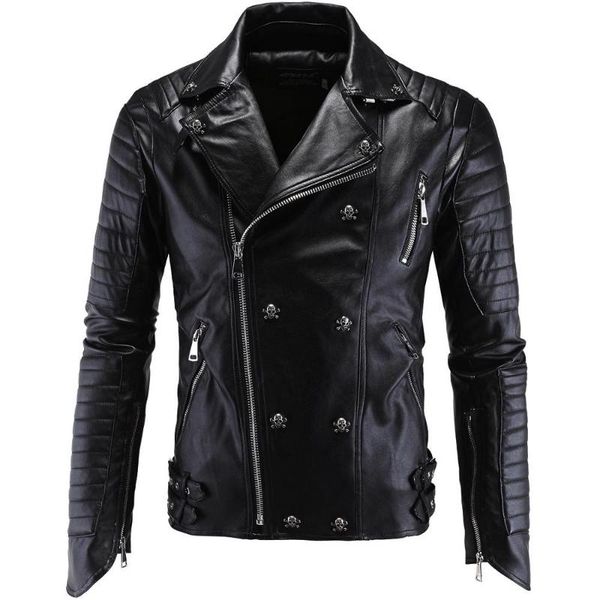 men's fur & faux idopy autumn leather jackets coats men punk skull pu multi zippers irregular motorcycle biker coat, Black
men's fur & faux idopy autumn leather jackets coats men punk skull pu multi zippers irregular motorcycle biker coat, Black