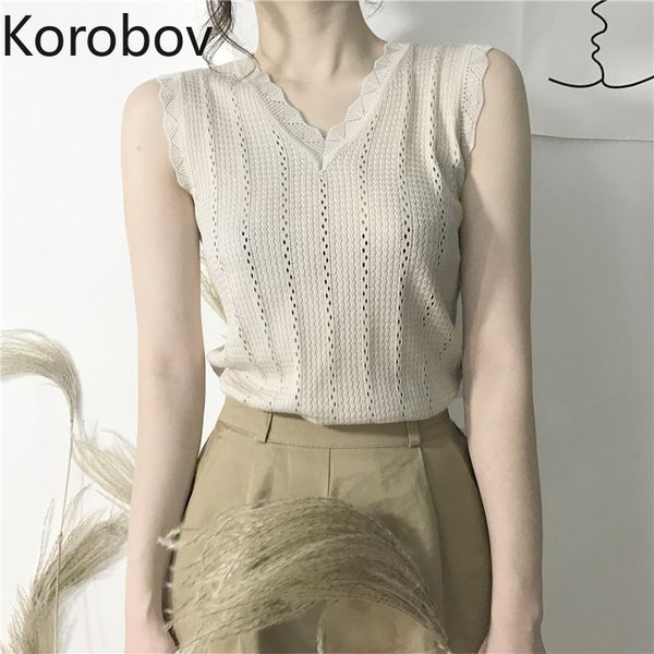 women's t-shirt korobov vintage summer women t shirt sleeveless v-neck knit elegant slim sweet korean shirts feminina 77335, White
women's t-shirt korobov vintage summer women t shirt sleeveless v-neck knit elegant slim sweet korean shirts feminina 77335, White