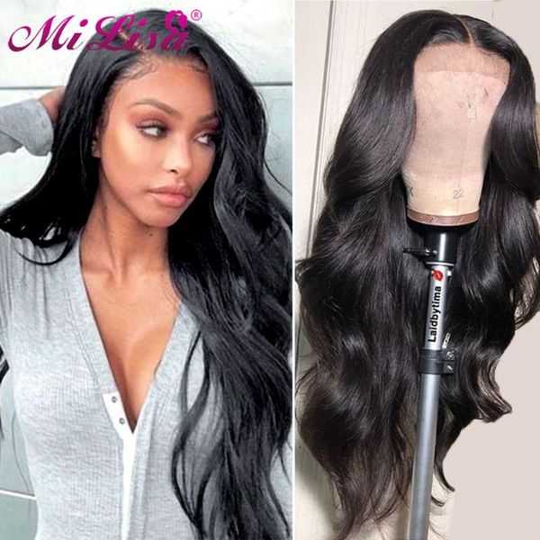

body wave wig glueless 13x6 lace front human hair wigs pre plucked peruvian mi lisa hair remy 13x4 transparent lace frontal wigs, Black;brown