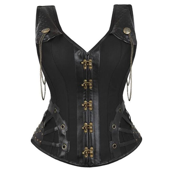 gothic bustiers black lace up faux leather steampunk body shaper goth punk two shoulder buckles slimming corset bustier top, Black;white
gothic bustiers black lace up faux leather steampunk body shaper goth punk two shoulder buckles slimming corset bustier top, Black;white