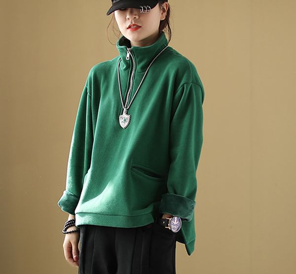 autumn winter hoodies women retro loose irregular split the fork pullovers new turtleneck zipper all-match hoodies, Black
autumn winter hoodies women retro loose irregular split the fork pullovers new turtleneck zipper all-match hoodies, Black