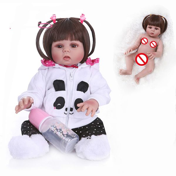 new straight hair 48cm bebe doll reborn toddler doll girl in panda dress full body soft silicone realistic flexible baby bath toy
new straight hair 48cm bebe doll reborn toddler doll girl in panda dress full body soft silicone realistic flexible baby bath toy