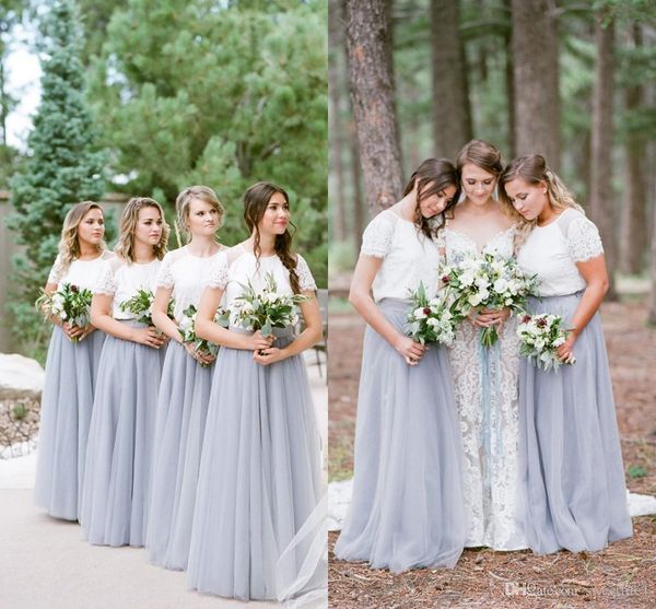 2020 two piece a line bridesmaid dresses lace tulle light gray floor length bohemian maid of honor wedding guest party gown, White;pink
2020 two piece a line bridesmaid dresses lace tulle light gray floor length bohemian maid of honor wedding guest party gown, White;pink