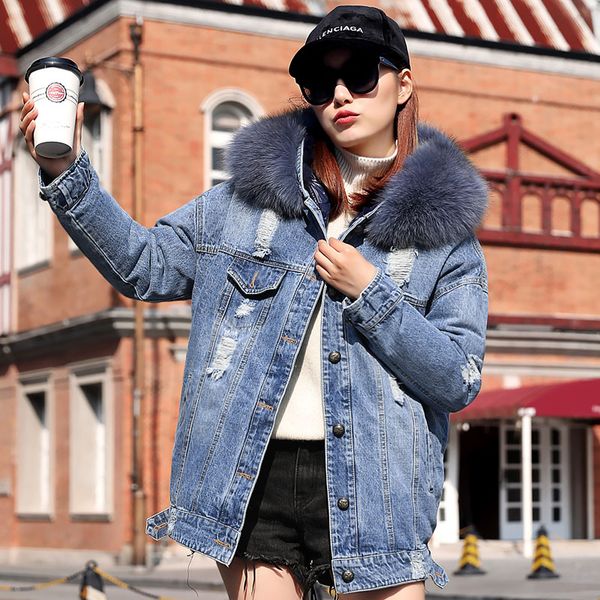 down jacket coat women winter thicken warm jeans denim jacket female fur collar hooded parka coat down overcoat, Black
down jacket coat women winter thicken warm jeans denim jacket female fur collar hooded parka coat down overcoat, Black