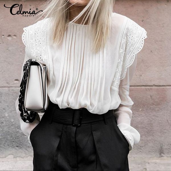 5xl celmia women ruffles transparent blouses embroidered lace shirt 2020 autumn elegant long sleeve pleated casual chiffon 7, White
5xl celmia women ruffles transparent blouses embroidered lace shirt 2020 autumn elegant long sleeve pleated casual chiffon 7, White