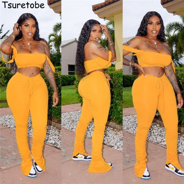 tsuretobe streetwear 2 piece set women crop and stacked pants split matching sets off shoulder club outfits summer clothes cx200702, White
tsuretobe streetwear 2 piece set women crop and stacked pants split matching sets off shoulder club outfits summer clothes cx200702, White