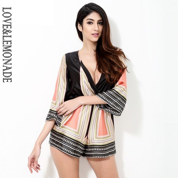 love&lemonade color geometric cutout jumpsuits tb 8835, Black;white 
love&lemonade color geometric cutout jumpsuits tb 8835, Black;white