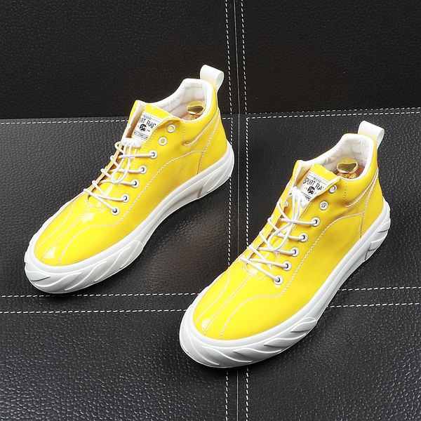 men's mirror luminous reflective leather casual shoes loafers men high sneakers boot tenis masculino ankle boot, Black
men's mirror luminous reflective leather casual shoes loafers men high sneakers boot tenis masculino ankle boot, Black