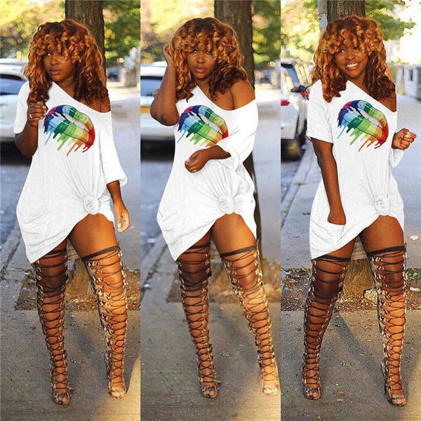 Colorful Lip Sexy Women Summer Dresses One Shoulder Loose Dress With Pocket Mouth Printed Casual Dress
Colorful Lip Sexy Women Summer Dresses One Shoulder Loose Dress With Pocket Mouth Printed Casual Dress