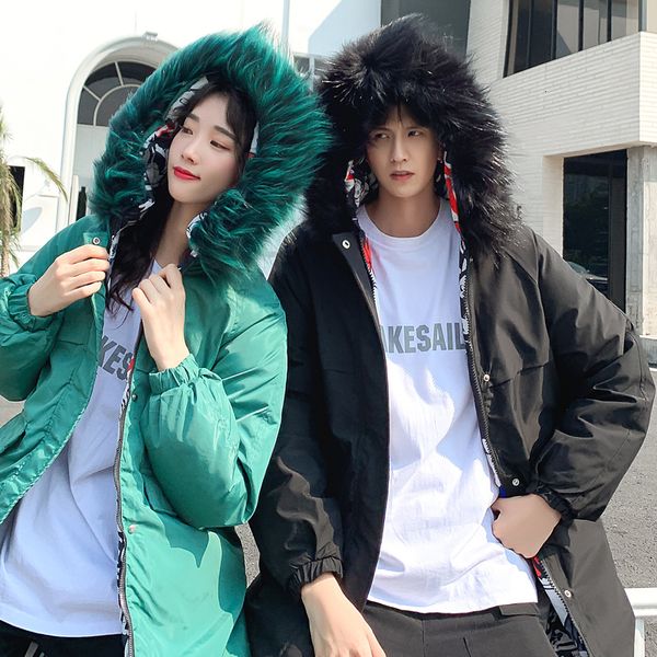 new winter coat men's warm thick fashion solid color casual fur collar hooded coat man streetwear wild loose cotton long jacket, Black
new winter coat men's warm thick fashion solid color casual fur collar hooded coat man streetwear wild loose cotton long jacket, Black