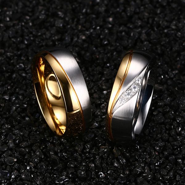 romantic wedding rings for lover men gold-color stainless steel couple rings women crystal anti-allergy engagement rings gift, Slivery;golden
romantic wedding rings for lover men gold-color stainless steel couple rings women crystal anti-allergy engagement rings gift, Slivery;golden