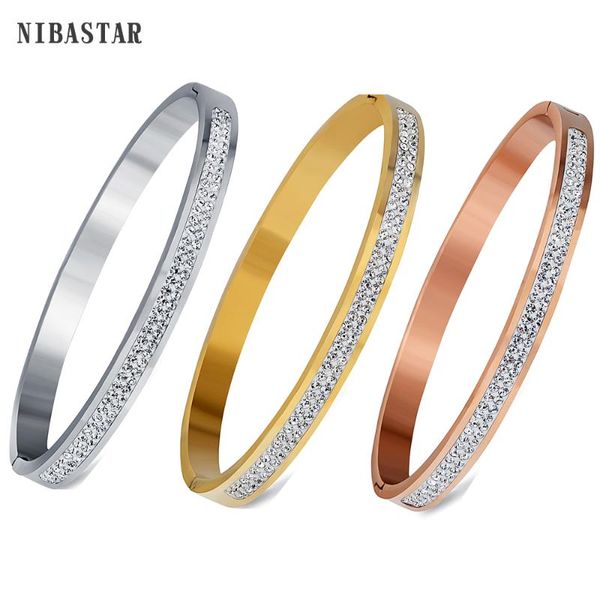 bangle two row crystal rhinestone pave stainless steel open bracelets & bangles for women, Black
bangle two row crystal rhinestone pave stainless steel open bracelets & bangles for women, Black