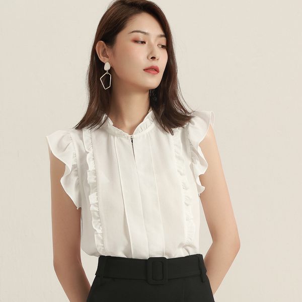 2020 summer new korean elegant ruffle flying sleeve super fairy small crowd design sense chiffon shirt woman, White
2020 summer new korean elegant ruffle flying sleeve super fairy small crowd design sense chiffon shirt woman, White