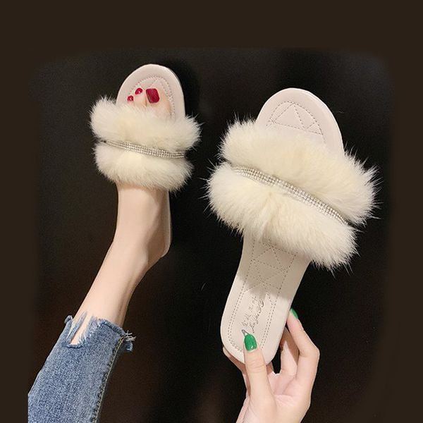 women summer solid slippers new fur slippers non-slip wear-resistant flat rhinestone open-toe fashion outdoor sandals, Black
women summer solid slippers new fur slippers non-slip wear-resistant flat rhinestone open-toe fashion outdoor sandals, Black