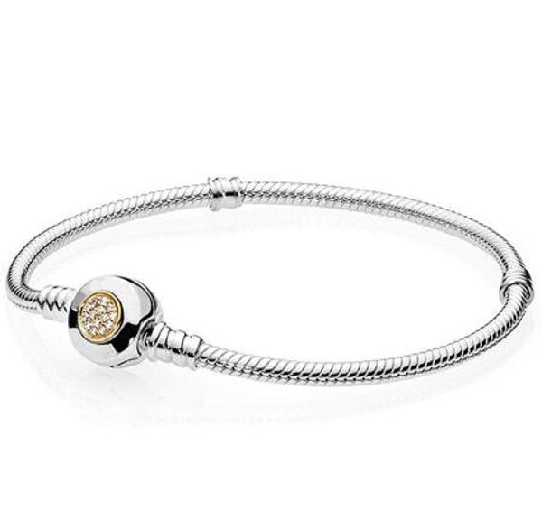 original 925 sterling silver bracelet momemts two-tone signature snake chain bracelet fit women bead charm fahsion jewelry, Black
original 925 sterling silver bracelet momemts two-tone signature snake chain bracelet fit women bead charm fahsion jewelry, Black