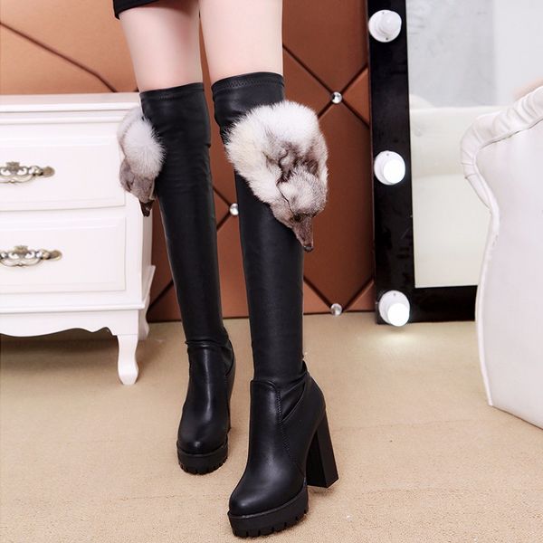 fashion high heel boots women stretch fabric sock boots pointy toe over-the-knee heel thigh high pointed toe plush woman boot, Black
fashion high heel boots women stretch fabric sock boots pointy toe over-the-knee heel thigh high pointed toe plush woman boot, Black