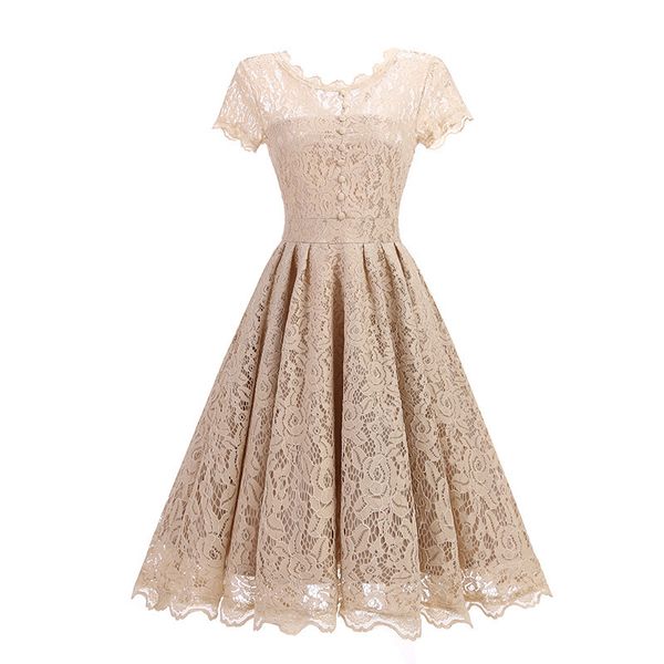 2020 women's pure color lace hollow-out medium and long a- character dress, Black;gray
2020 women's pure color lace hollow-out medium and long a- character dress, Black;gray
