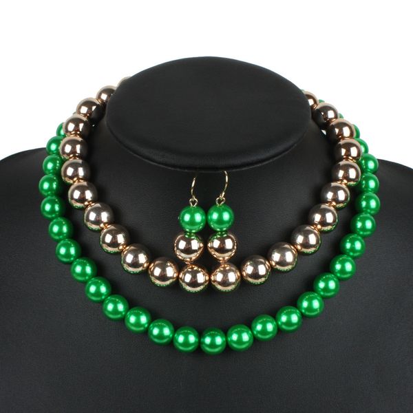exaggerate pearl bride jewelry set 2 layer wedding necklace earring african beads jewelry set earings fashion 2018, Silver
exaggerate pearl bride jewelry set 2 layer wedding necklace earring african beads jewelry set earings fashion 2018, Silver