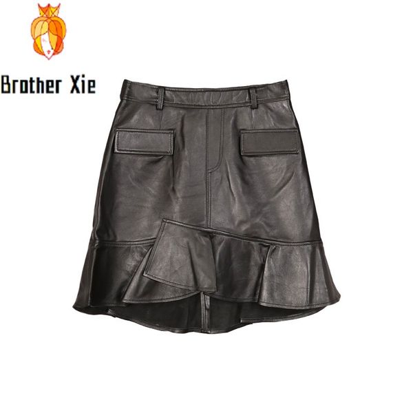 ladies skirts autumn 2020 new fashion genuine leather black ruffle pocket vintage elegant casual real sheepskin women skits
ladies skirts autumn 2020 new fashion genuine leather black ruffle pocket vintage elegant casual real sheepskin women skits
