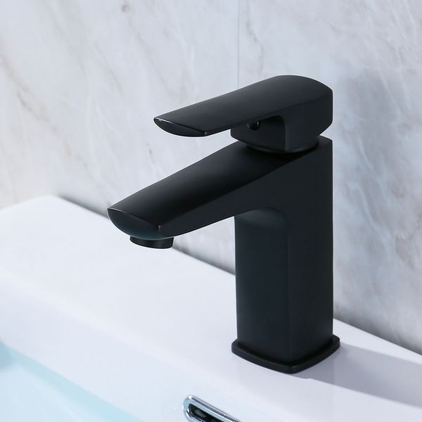 

High Quality Single Hole Bathroom Water Mixer Basin Faucet Matt Black Bath Tap Stainless Steel Brushed Nickel Solid Square Tap