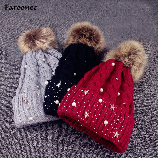 new wool beanies women faux fur pom poms fashion pearl knitted hat girls female beanie cap pompom winter hats for women 6c0162, Blue;gray
new wool beanies women faux fur pom poms fashion pearl knitted hat girls female beanie cap pompom winter hats for women 6c0162, Blue;gray